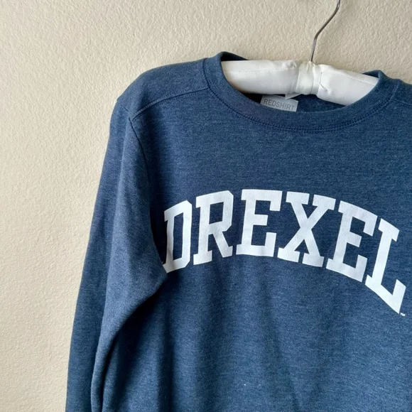 Sweatshirt Crewneck Drexel University Blue White Logo by RedShirt Size Small - Picture 3 of 13